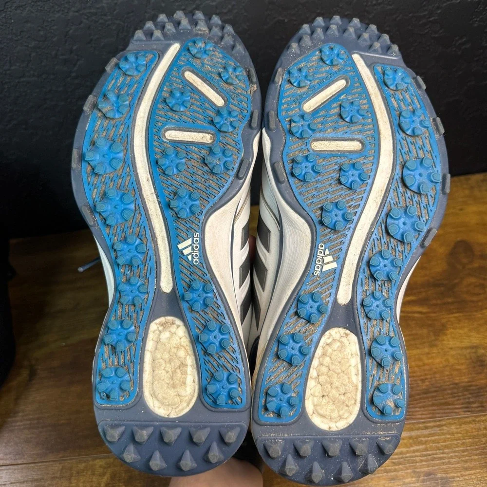 Adidas Adipower Boost Q44661 White Blue Leather Golf Shoes Mens Size 9 - Picture 5 of 7